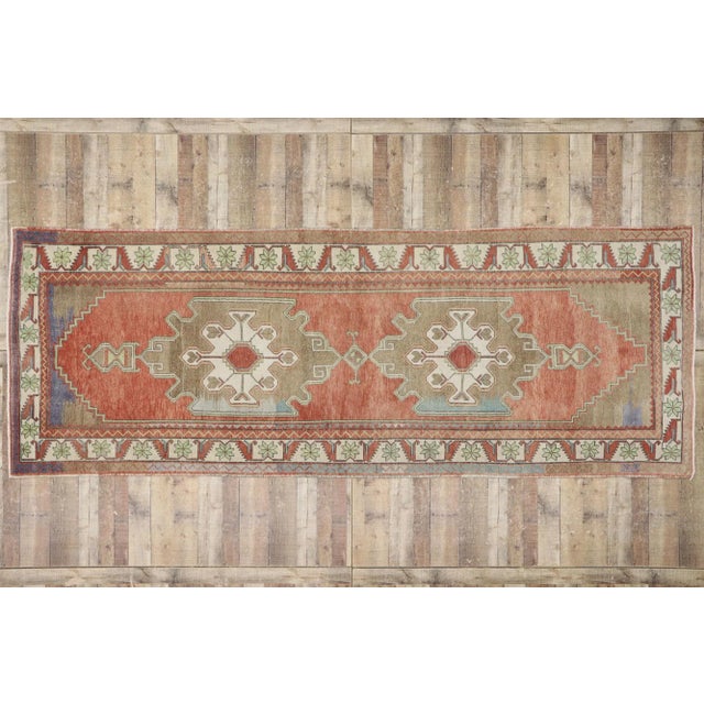 Brick Red Late 20th Century Vintage Turkish Oushak Rug - 04'07 X 12'07 For Sale - Image 8 of 8