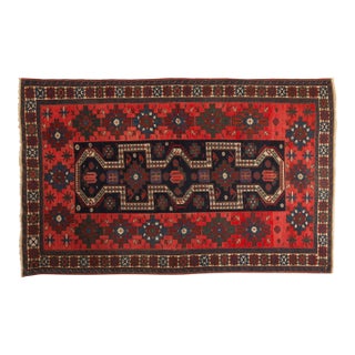 1920s Antique Persian Northwest Stepped Medallion Wool Rug For Sale