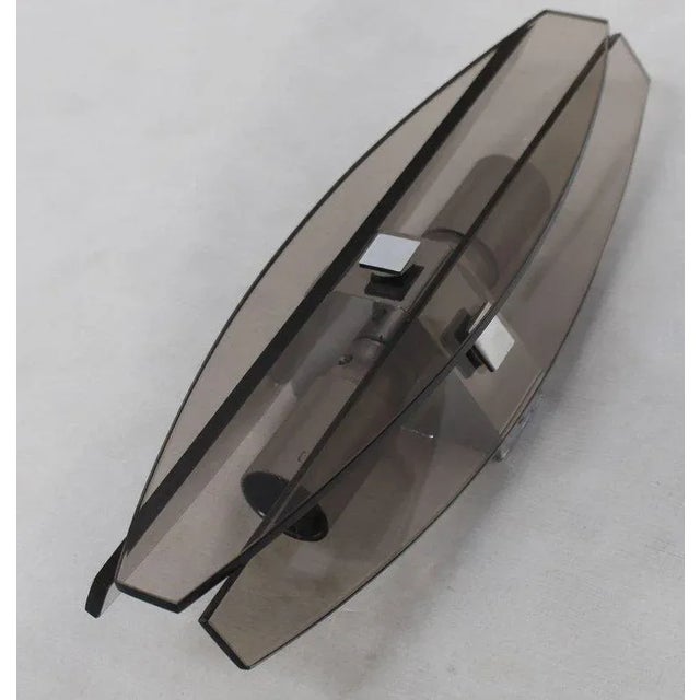 Pair of Italian Mid-Century Modern high quality smoked glass scones by Veca.