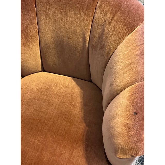 Vintage 1970s Handcrafted Charles Schneider Mid Century Modern Channel Back Swivel Chair For Sale - Image 11 of 12
