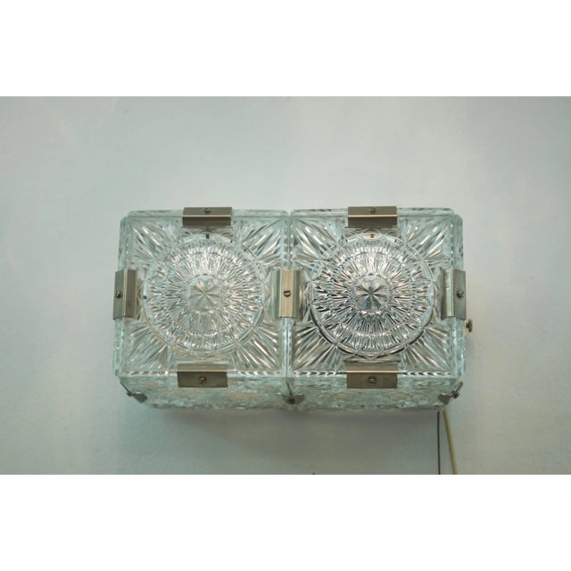Metal Mid-Century Pressed Glass Sconce, 1960s For Sale - Image 7 of 8