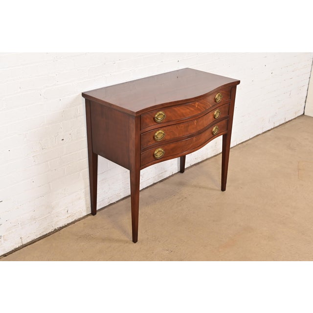 Baker Furniture Company Baker Furniture Style Federal Mahogany Serpentine Front Buffet Server, Circa 1920s For Sale - Image 4 of 13