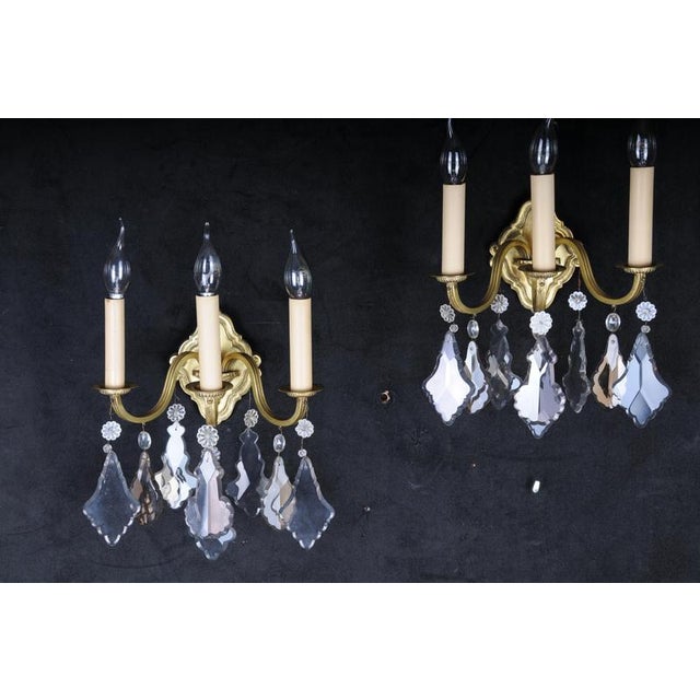 Vintage French Crystal Sconces, 1930s, Set of 2 For Sale - Image 3 of 14