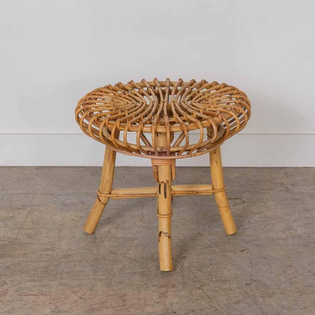 Pair of 1960s Italian Rattan Stools in the Style of Franco Albini For Sale In Los Angeles - Image 6 of 12