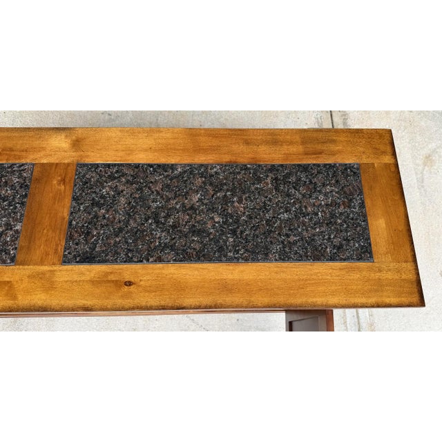 Wood Traditional Wood Buffet With Stone-Inset Top and Wine Storage For Sale - Image 7 of 17
