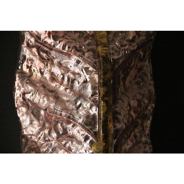 Pink and Gold Murano Glass Wall Sconces in the Shape of Leaves, 2000s, Set of 2 For Sale - Image 4 of 12