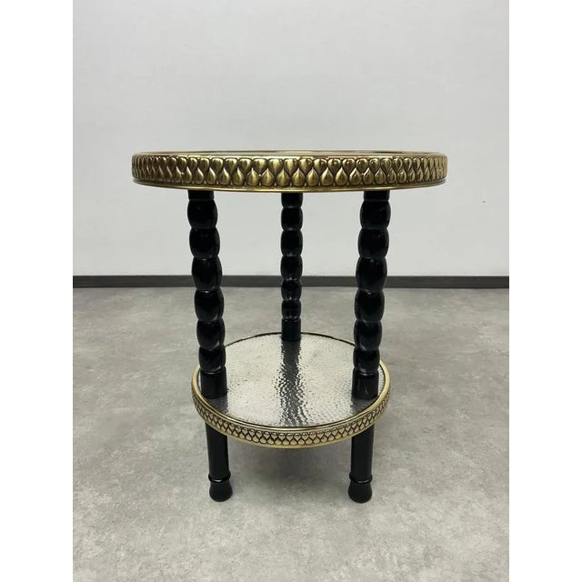 Black art deco side table, professionally stained and repolished.