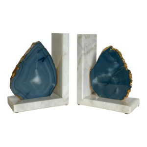 Modern Sliced Agate and Marble Aysha Bookends Set of 2