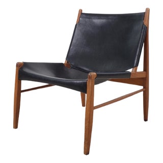 Lounge Chair in Leather by Franz Xaver Lutz for WK Möbel, 1958 For Sale