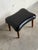 Vintage Danish Modern Teak & Black Leather Footstool Ottoman Mid Century Stool For Sale In Los Angeles - Image 6 of 8