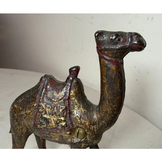 Rare Antique Original A. C. Williams Orak Painted Camel Cast Iron Still Bank For Sale - Image 4 of 9