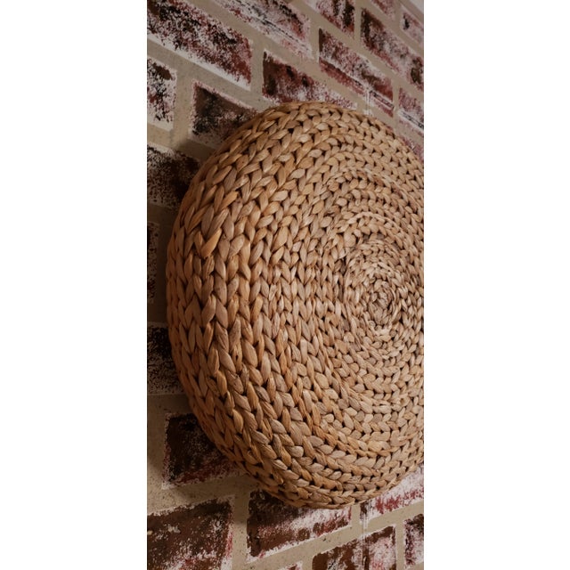 Nancie Large Wicker Stool, Pouf, Ottoman or Wall Art - a Pair For Sale - Image 4 of 6