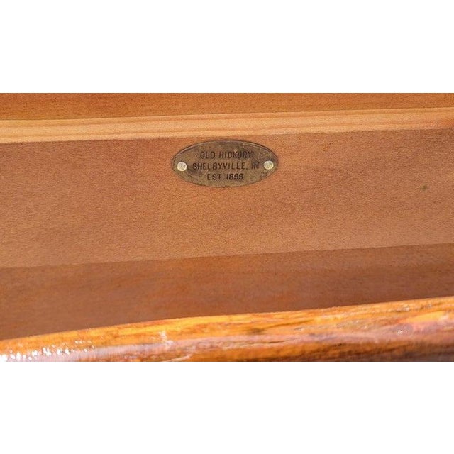 This fine and most unusual shape Old Hickory coffee table is in pristine condition.Protected with Marine varnished top for...