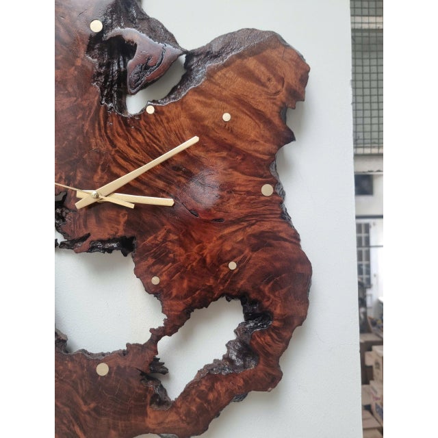 Rustic One-of-a-Kind Handcrafted Driftwood Wall Clock – Functional Natural Wood Wall Sculpture For Sale - Image 3 of 17