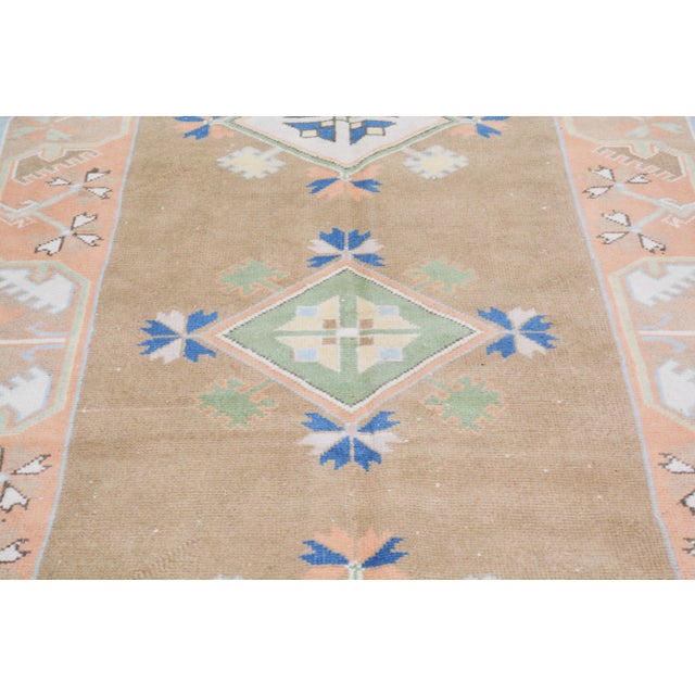 Turkish 1960s Vintage Turkish Oushak Hand Knotted Rug With Organic Wool and Soft Texture,5'2"X9'8" For Sale - Image 3 of 6