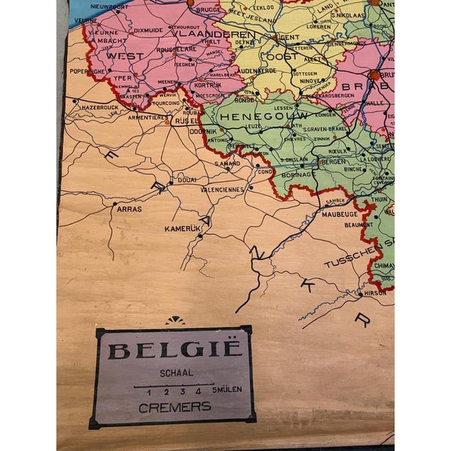 Vintage Belgian School Wall Map For Sale - Image 6 of 8
