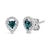Contemporary Sterling Silver 1/2 Cttw Blue and White Diamond Pear Shape Halo Stud Earrings For Sale - Image 3 of 4