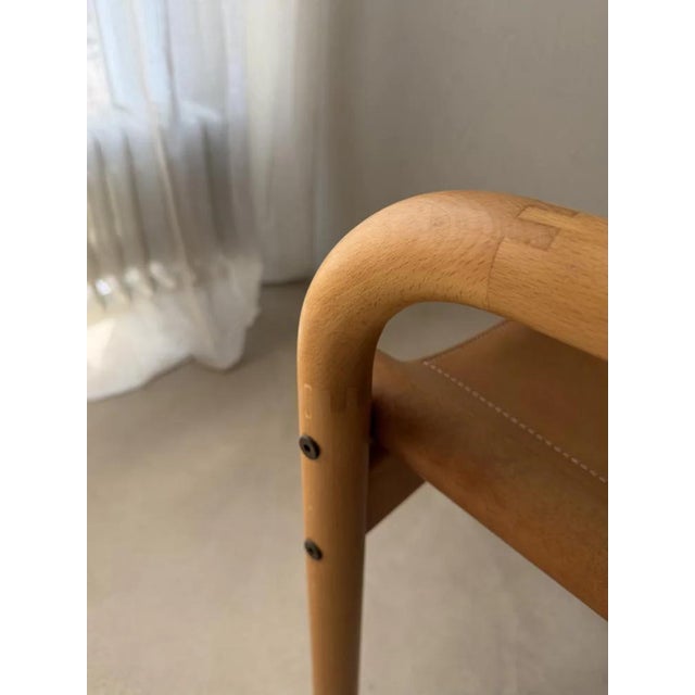Danish Safari Armchair in Beech Wood and Leather, 1970s For Sale - Image 6 of 12