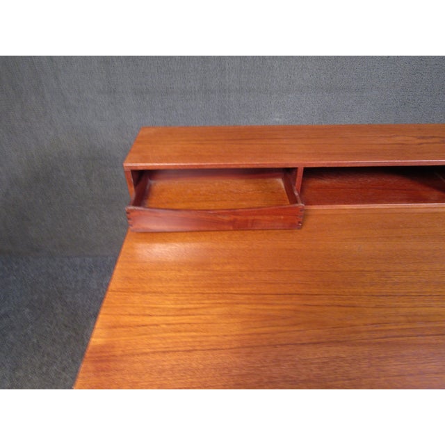 Burnt Orange Mid 20th Century Flip Top Danish Desk Attributed to Peter Lovig Nielson For Sale - Image 8 of 12