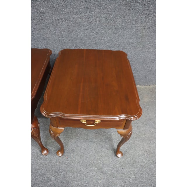 Ethan Allen Ethan Allen Queen Anne Cherry Side Tables – Pair For Sale - Image 4 of 13