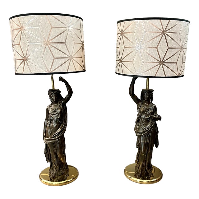 19th Century Caryatid Lamps, Set of 2 For Sale
