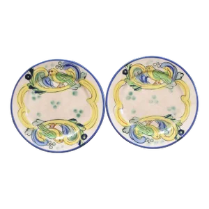 1930s Hand-Painted Japanese Bird Plates- a Pair