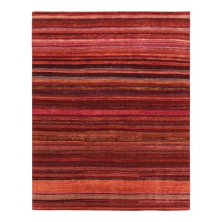 Rug & Kilim’s Textural Rug in Red, Pink and Orange Stripes and Striae For Sale