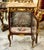 2000 - 2009 Louis XV Marquetry Cabinet With Floral Damask Interior & Marble Top For Sale - Image 5 of 9