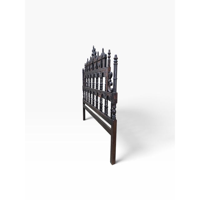 Mid 20th Century Pagoda Spanish Revival Spindle Carved Headboard Full For Sale - Image 5 of 11