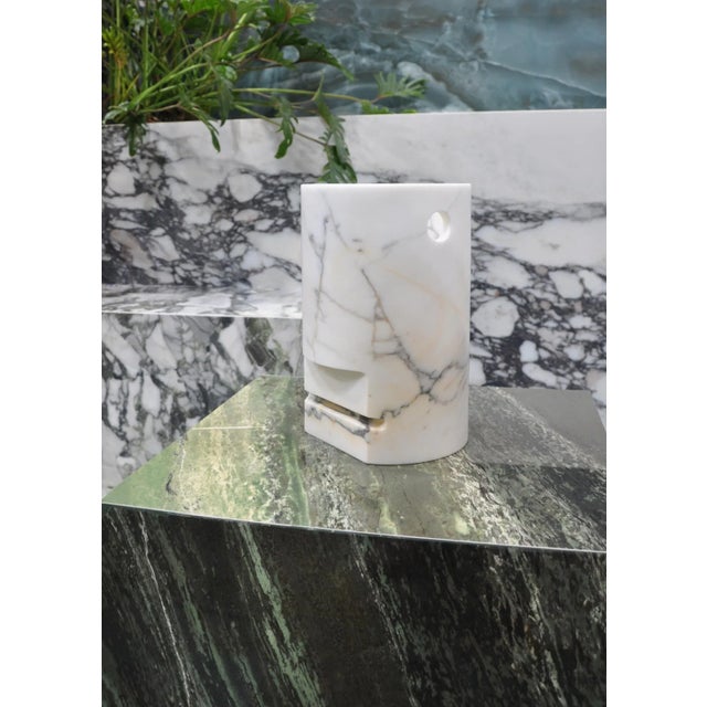 Contemporary Handmade Short Cylindrical Face Vase in Paonazzo Marble from Fiam For Sale - Image 3 of 6