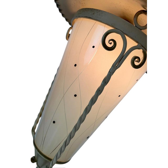Hall Lantern in Wrought Iron and Glass, 1960s For Sale - Image 11 of 14