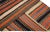 Beautiful vintage Turkish Kilim hand-knotted wool runner with an orange field. This rug has multicolor accents in an all-...