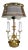 Vintage French Empire Brass Bouillotte Lamp Having Large Toleware Shade For Sale
