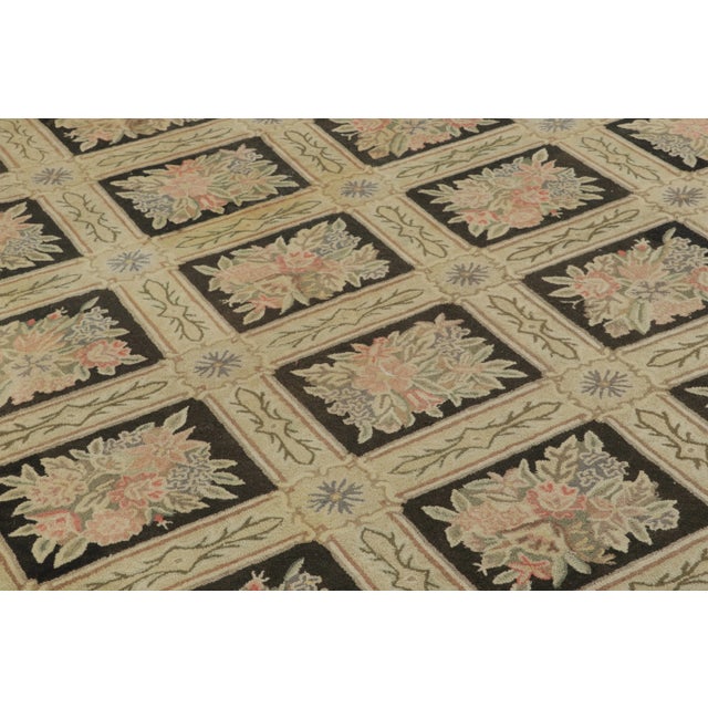 Antique Hooked Rug in Gold With Floral Garden Lattice Design - Rug & Kilim For Sale In New York - Image 6 of 8