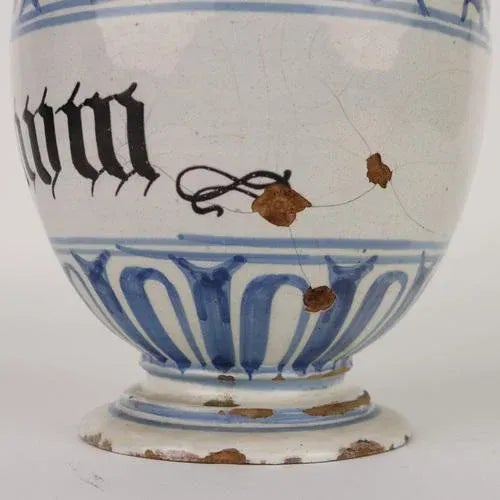 18th Century Pharmacy Jug Majolica Man, Bassano, Italy For Sale - Image 5 of 9