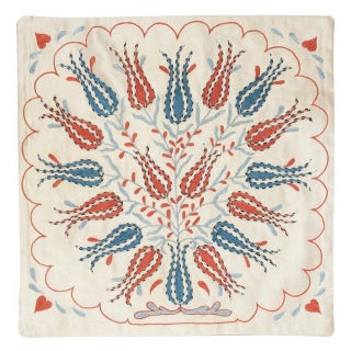 20"x20" 100% Silk Embroidered Cushion Cover. New Toss Pillow. Modern Lace Pillow For Sale