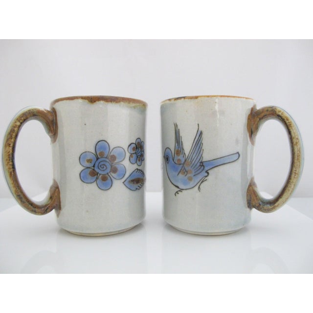 Set of 2 incredibly sweet vintage Ken Edwards Mexican pottery, coffee cups from the El Palomar studio in Tonalá, Mexico....