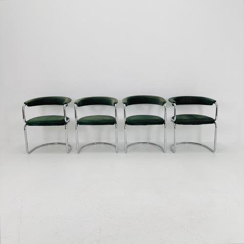 Mid-Century Modern Green Velvet Dining Table Armchairs by Giotto Stoppino, Italy, 1970s For Sale - Image 18 of 18