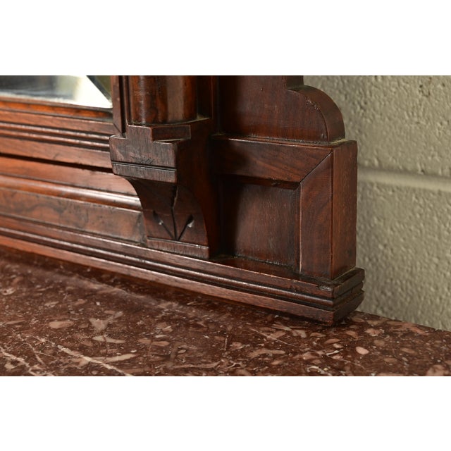 Herter Brothers Style Antique Eastlake Victorian Carved Burled Walnut Marble Top Dresser With Mirror, Circa 1880s For Sale - Image 11 of 17