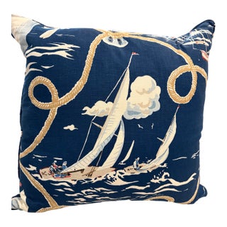 Pair of Custom Pillows in Schumacher :Summer Regatta For Sale