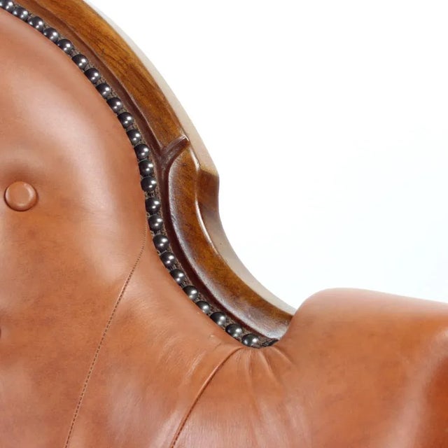 Cognac Leather and Walnut Armchair, Czechoslovakia, 1940s For Sale - Image 10 of 17
