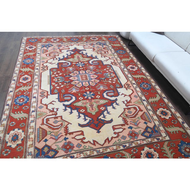 1970s Vintage Milas Handmade Wool Cotton Pink Red Area Rug For Sale In San Francisco - Image 6 of 11