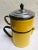 Art Deco Antique French Art Deco Bright Yellow Graniteware Coffee Pot Bakelite Handle For Sale - Image 3 of 8