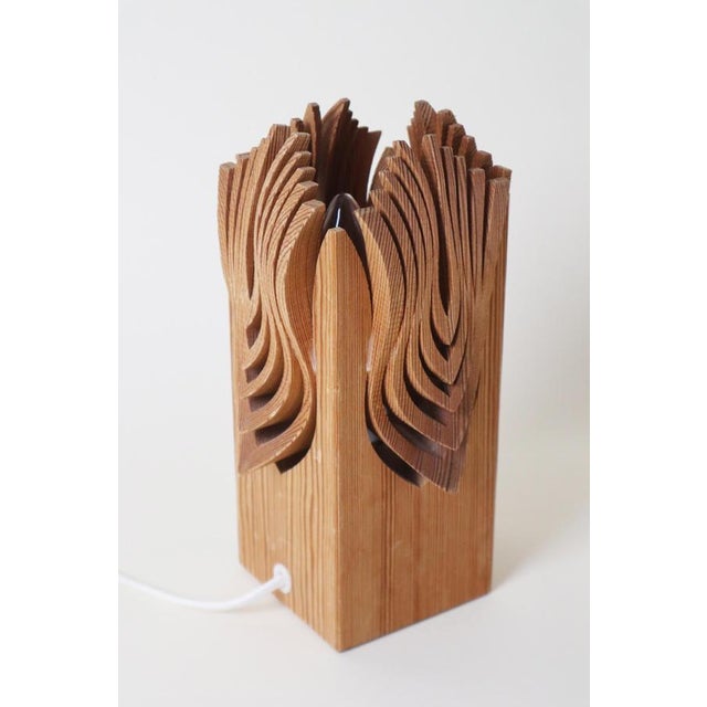 1970s Mid-Century Modern Swedish Sculptural Pine Table Lamp, 1970s For Sale - Image 5 of 13