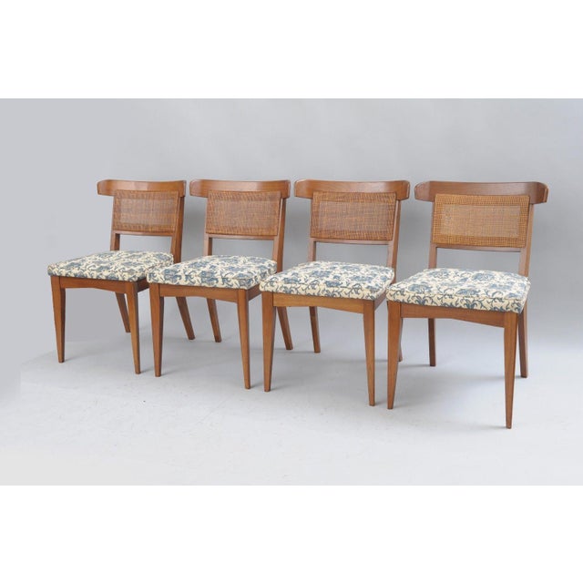 MidCentury Walnut Curved Cane Back Dining Chairs by Modern Manor Inc