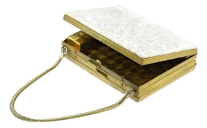 1950s Mid-Century Evans Wristlet Compact and Cigarette Case with Mother of Pearl