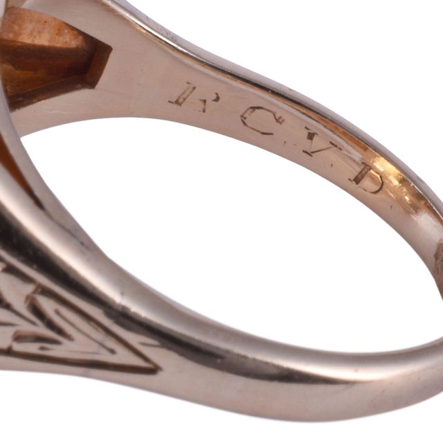 1950s 1950s 33 Carat Natural Untreated Citrine 14k Gold Ring Size 7 For Sale - Image 5 of 11