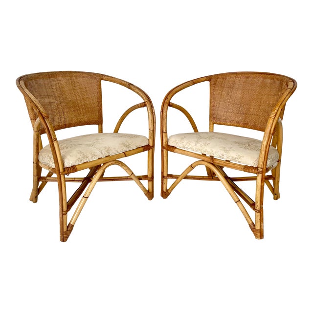 Mid Century Rattan Chairs A Pair Chairish