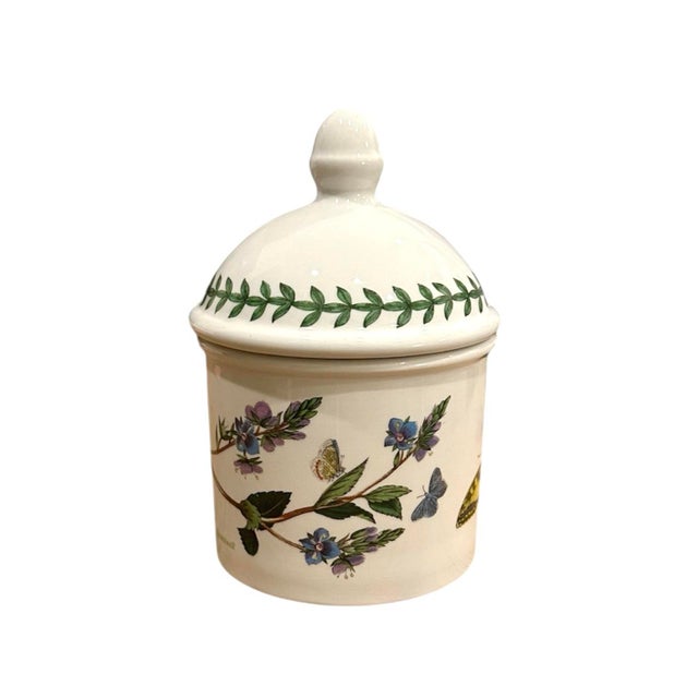 English Portmeirion Botanic Garden 6" Canister / Jar With Dome Lid Veronica Speedwell For Sale - Image 3 of 7