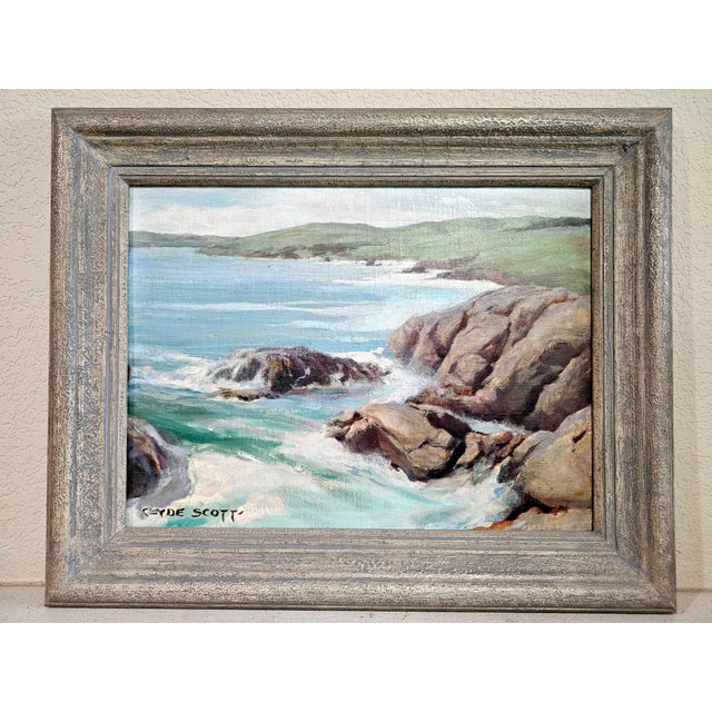 Southern California Seascape Clyde Eugene Scott (1884–1959) Oil on Canvas Board, c. 1930s Signed Lower Left Description A...
